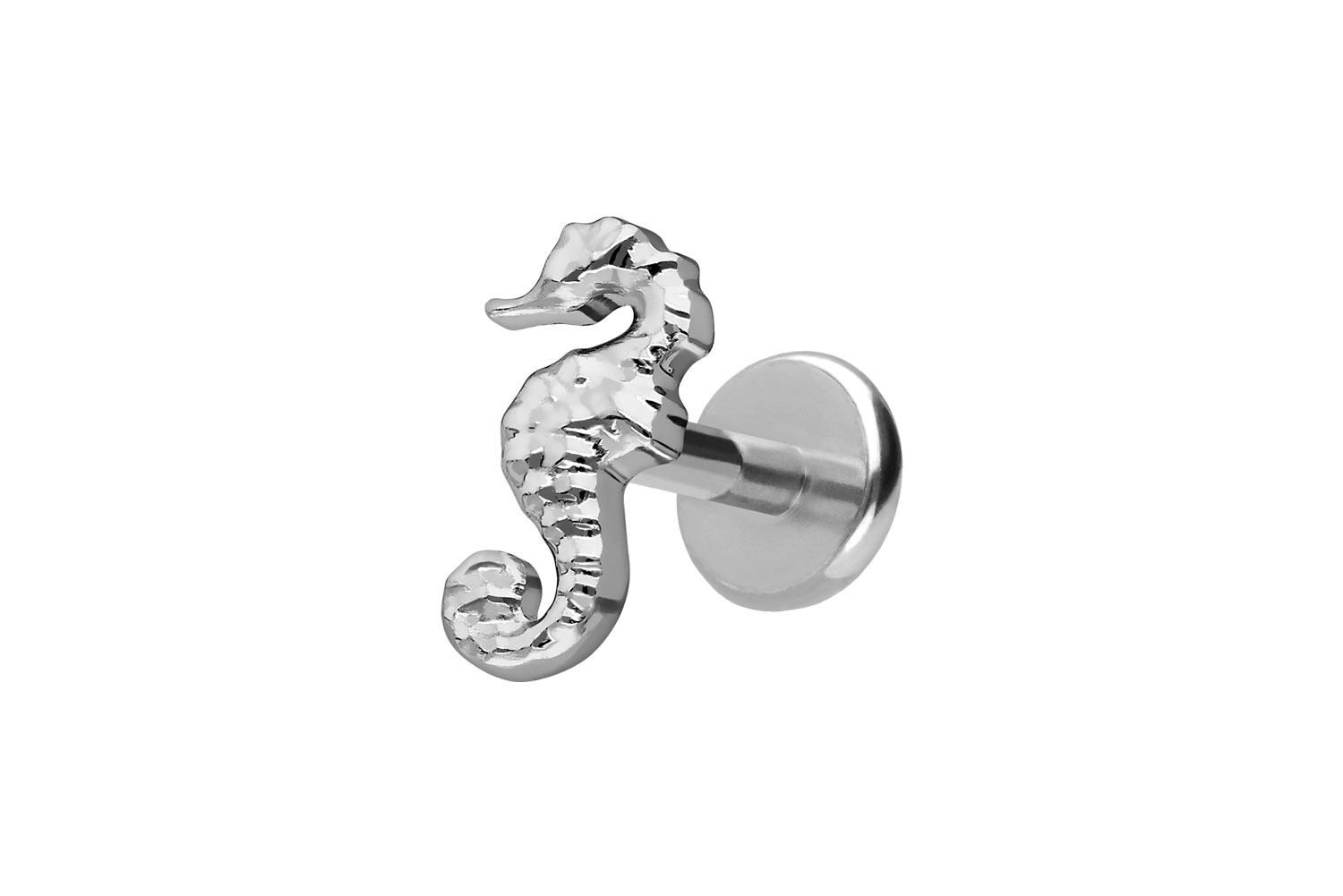 Titan Labret Piercing mit Push Fit SEEPFERDCHEN
